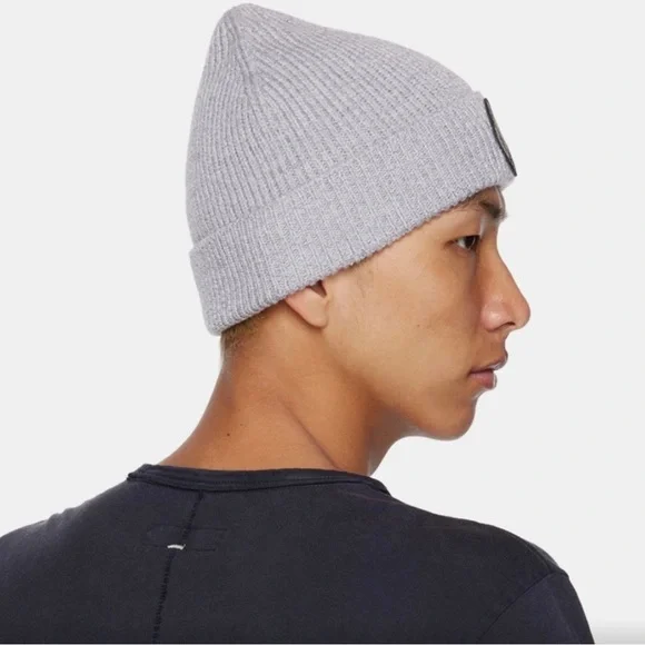 BNWT - RAG & BONE Ribbed Wool Beanie Grey Melange - Picture 8 of 8